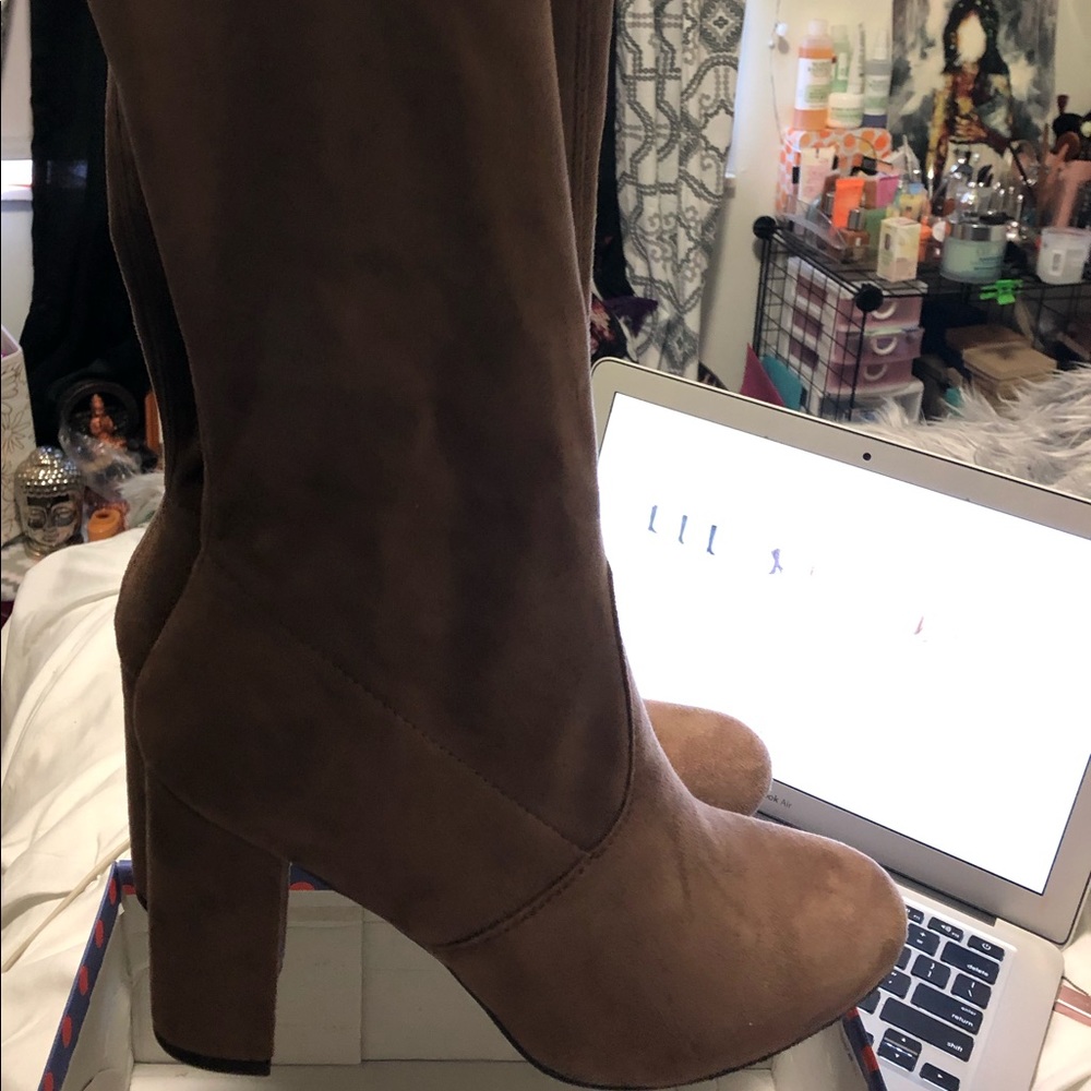 Knee high taupe boots - NEVER WORN